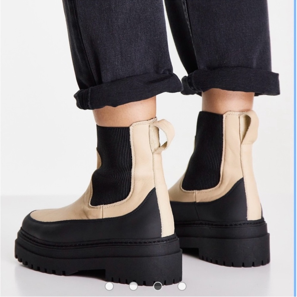 Elegant Black and Cream Ankle Booties